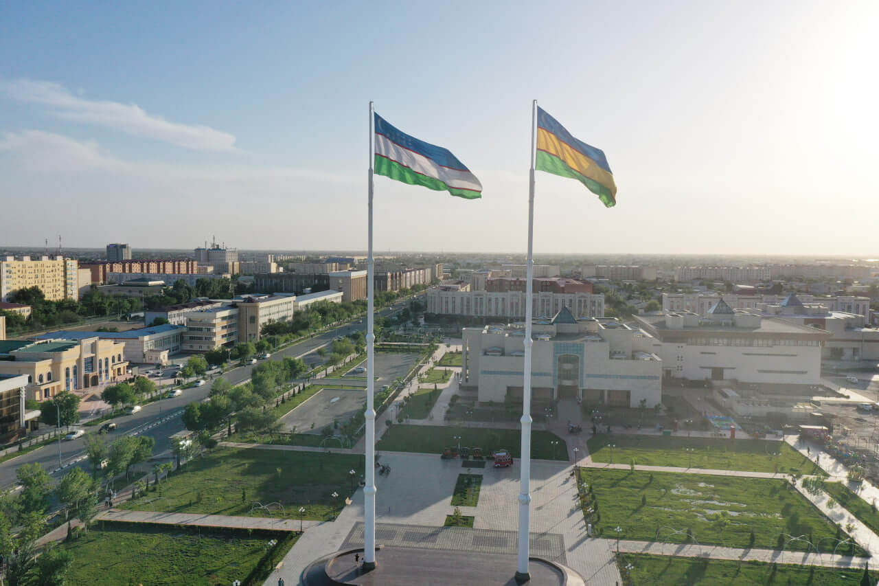 Flags of Uzbekistan and Karakalpakstan